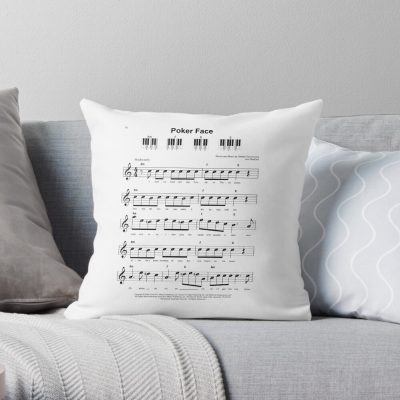 Lady Gaga Poker Face Music Notes Throw Pillow Official Lady GaGa Merch